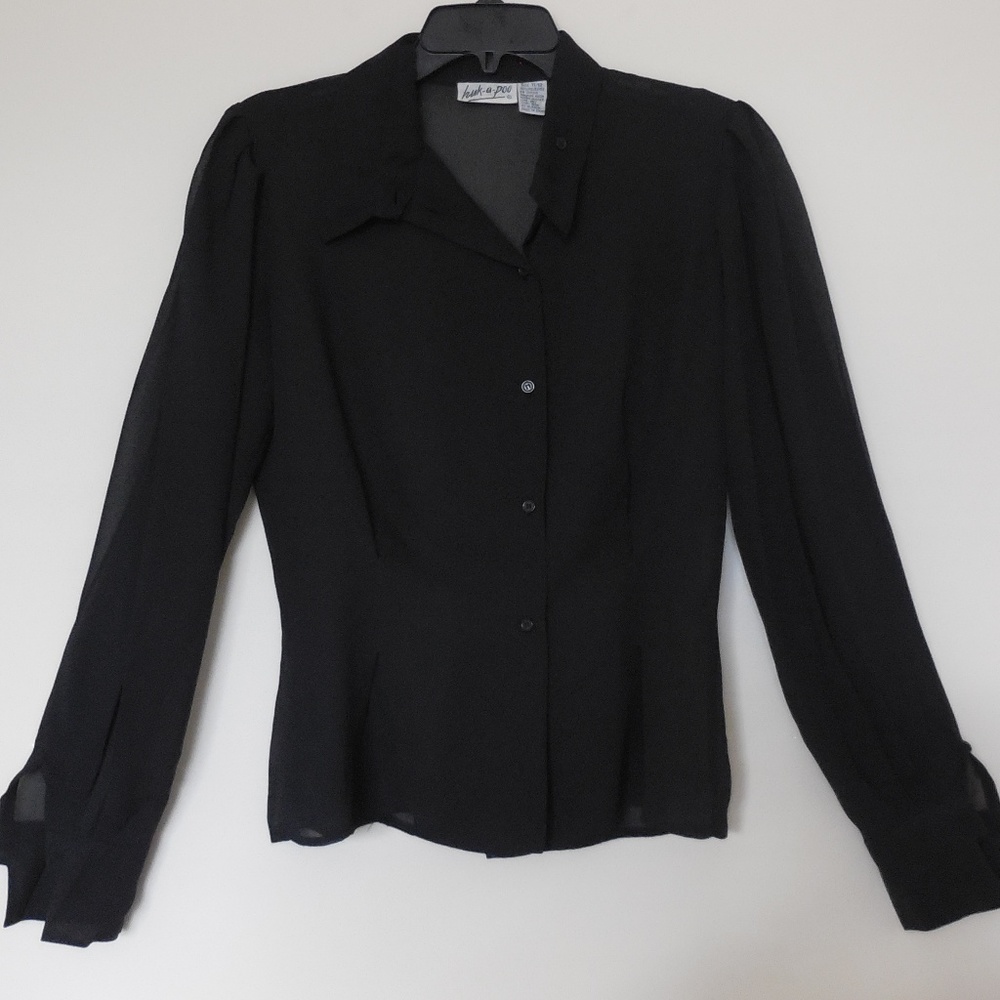 HUK A POO Black Sheer Blouse